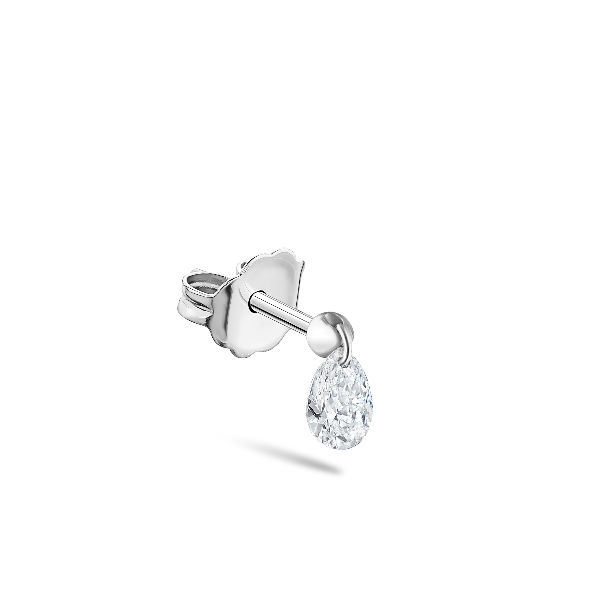 Floating Pear Diamond Charm Stud Earring - Image 36