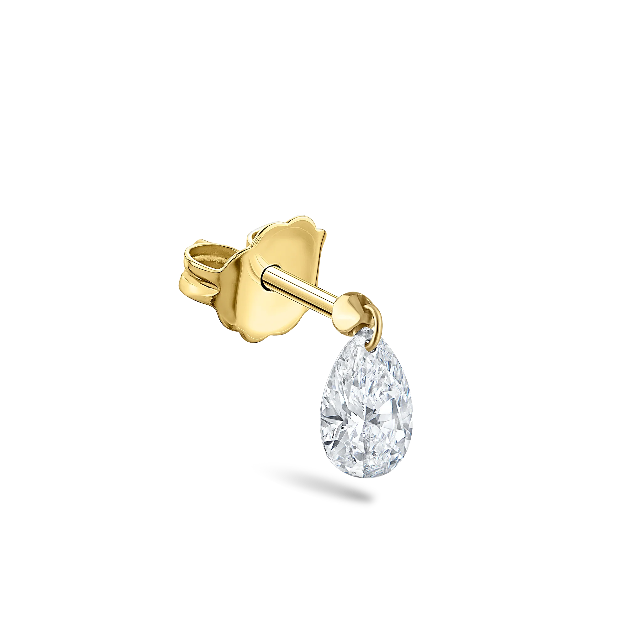 Floating Pear Diamond Charm Stud Earring - Image 40