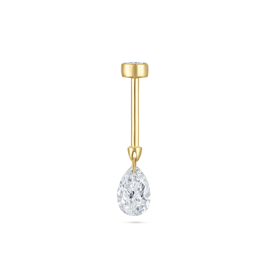 Floating Pear Diamond Charm Threaded Stud Earring With Titanium Backing - Image 47