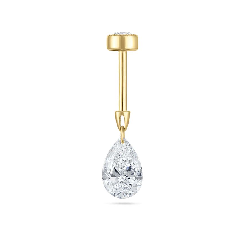 Floating Pear Diamond Charm Threaded Stud Earring With Titanium Backing - Image 54