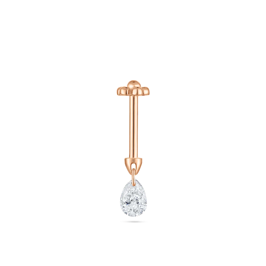 Floating Pear Diamond Charm Threaded Stud Earring With Titanium Backing - Image 64