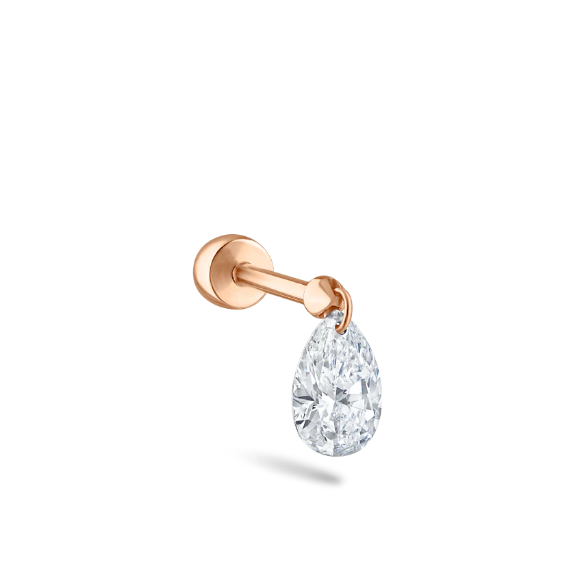 Floating Pear Diamond Charm Threaded Stud Earring With Titanium Backing - Image 66