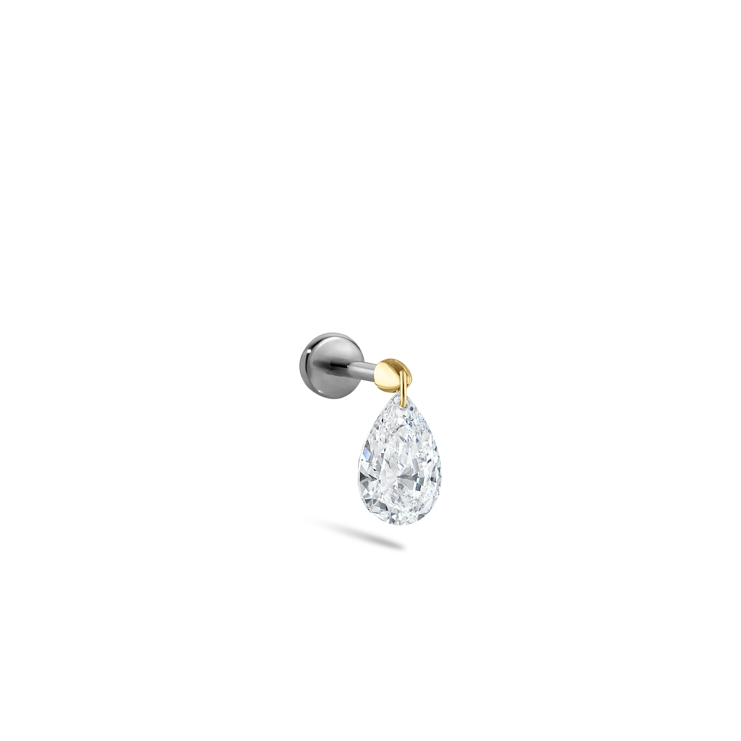 Floating Pear Diamond Charm Threaded Stud Earring With Titanium Backing - Image 84