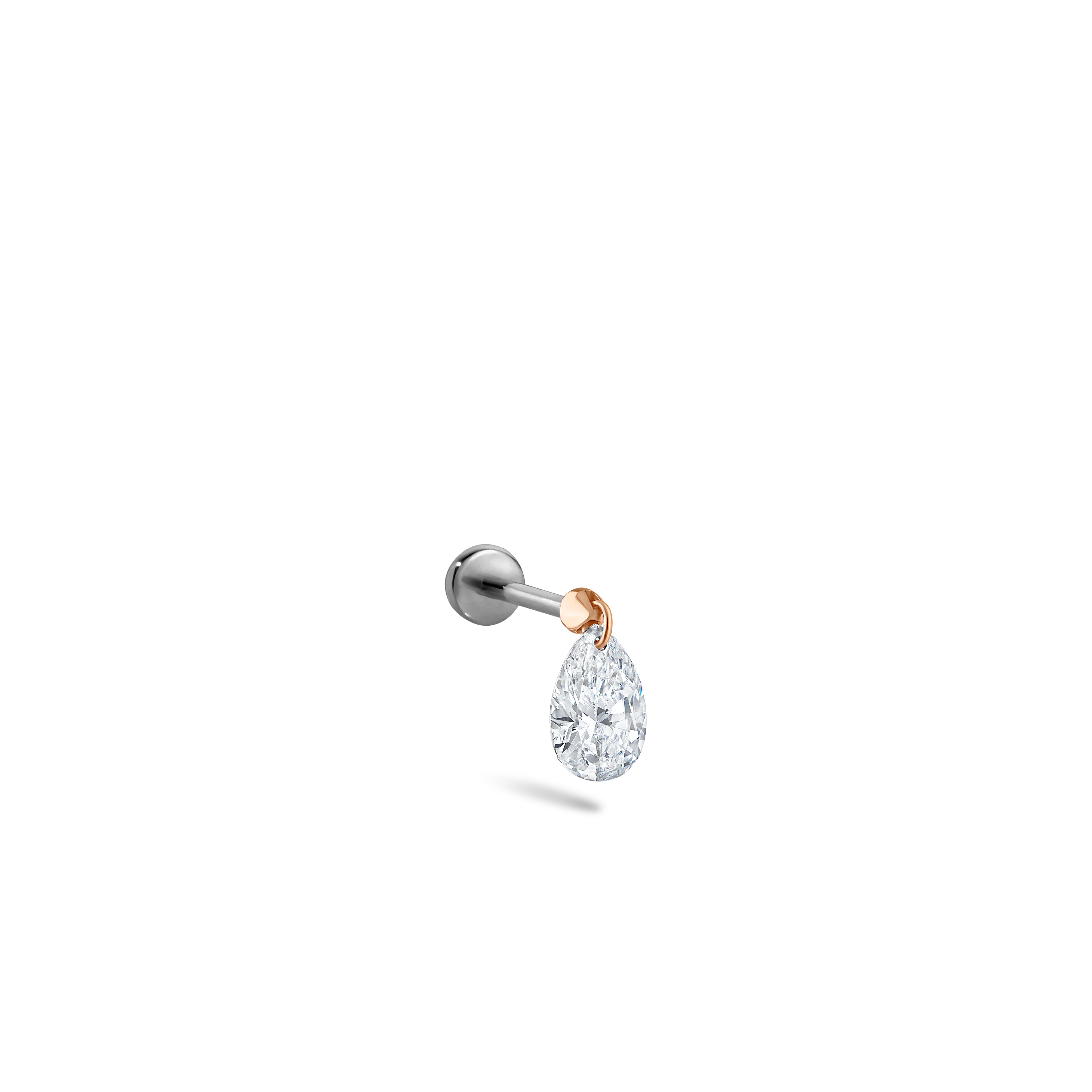 Floating Pear Diamond Charm Threaded Stud Earring With Titanium Backing - Image 88