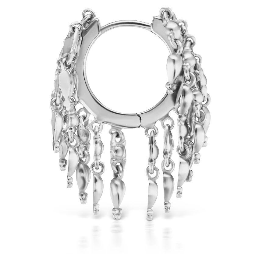 Gold Tassel Eternity Hoop Earring - Image 13