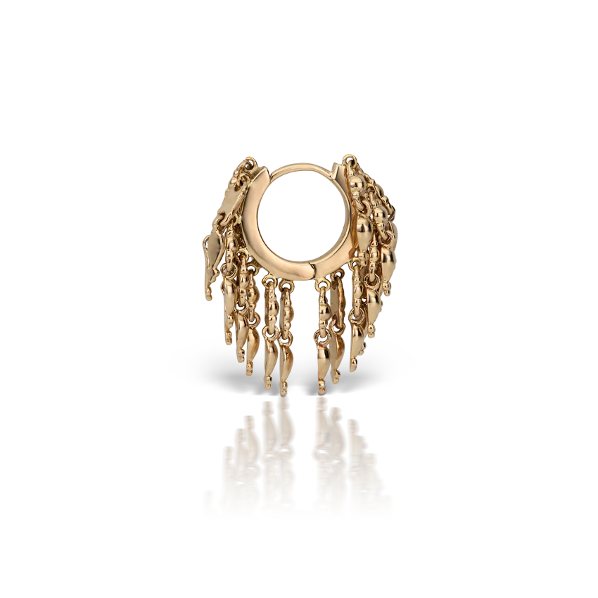 Gold Tassel Eternity Hoop Earring - Image 15