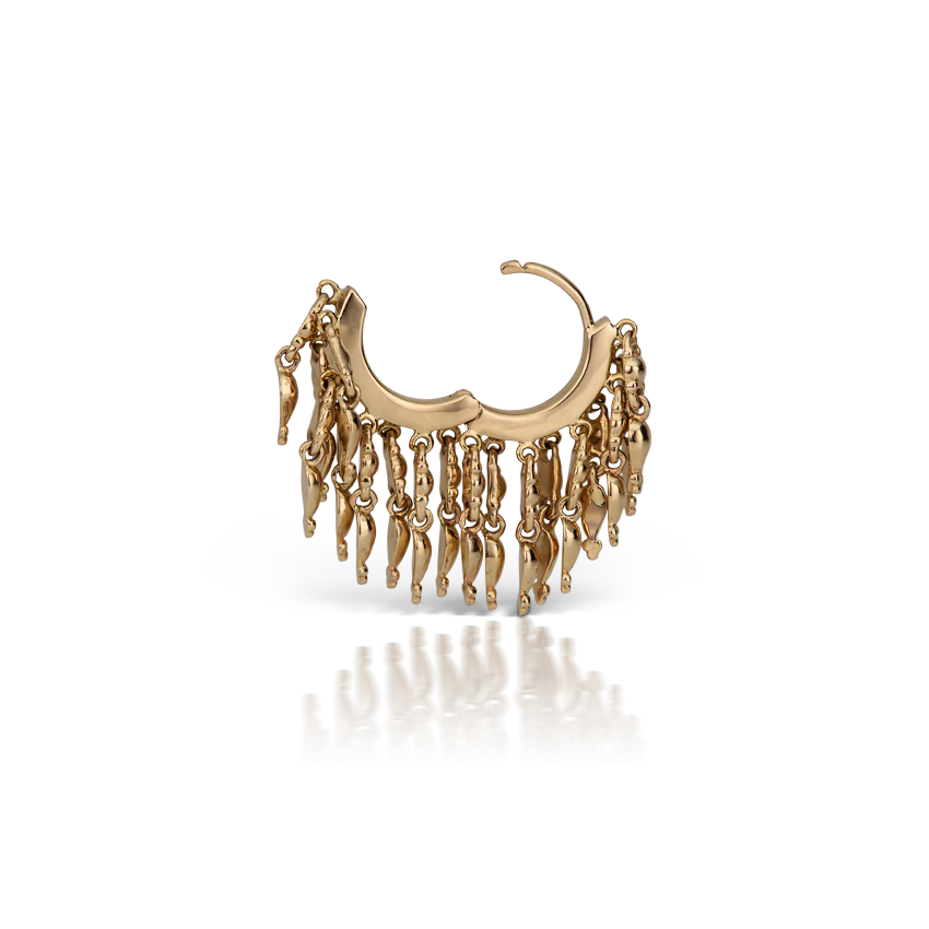 Gold Tassel Eternity Hoop Earring - Image 17