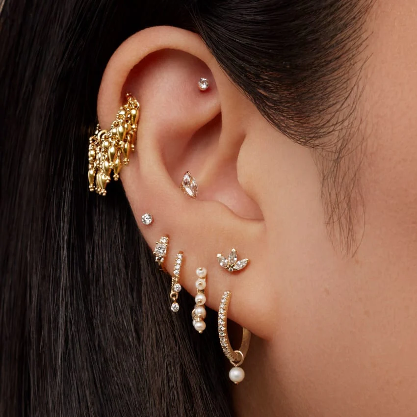Gold Tassel Eternity Hoop Earring - Image 18