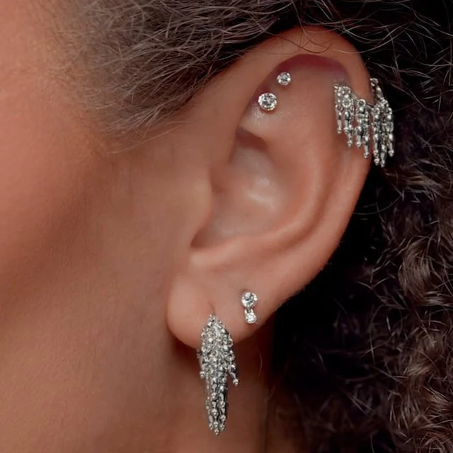 Gold Tassel Eternity Hoop Earring - Image 8