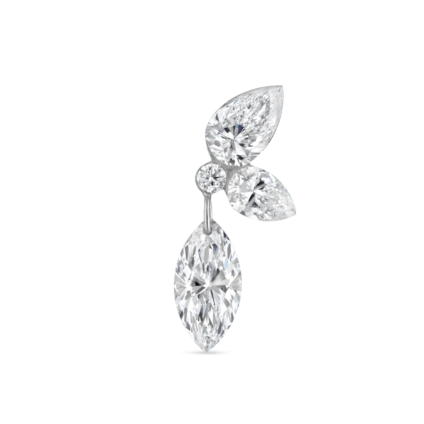 Marquise Pear Diamond Echo Threaded Stud Earring - Image 13