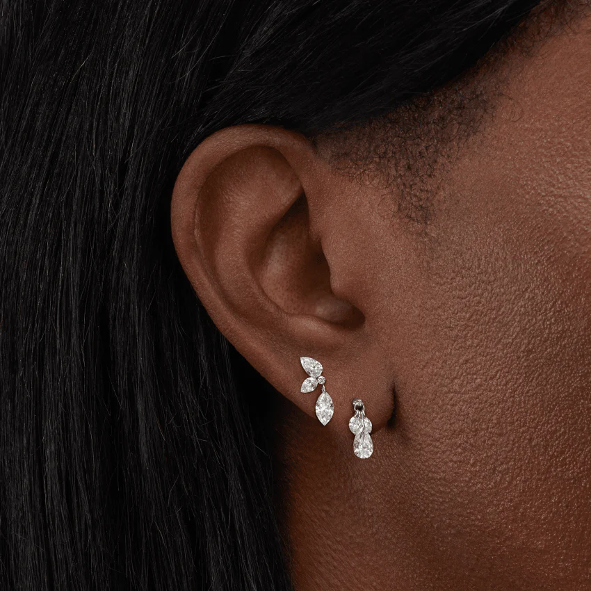 Marquise Pear Diamond Echo Threaded Stud Earring - Image 20