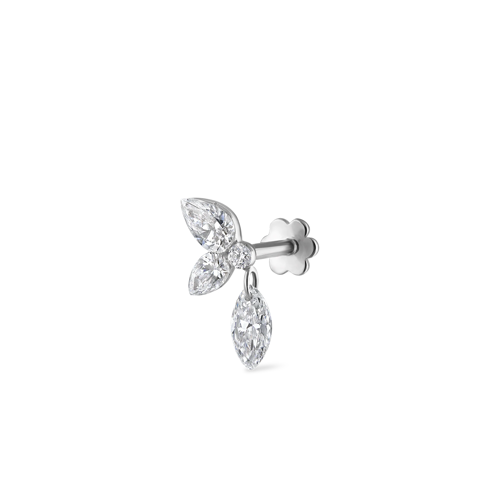 Marquise Pear Diamond Echo Threaded Stud Earring - Image 25