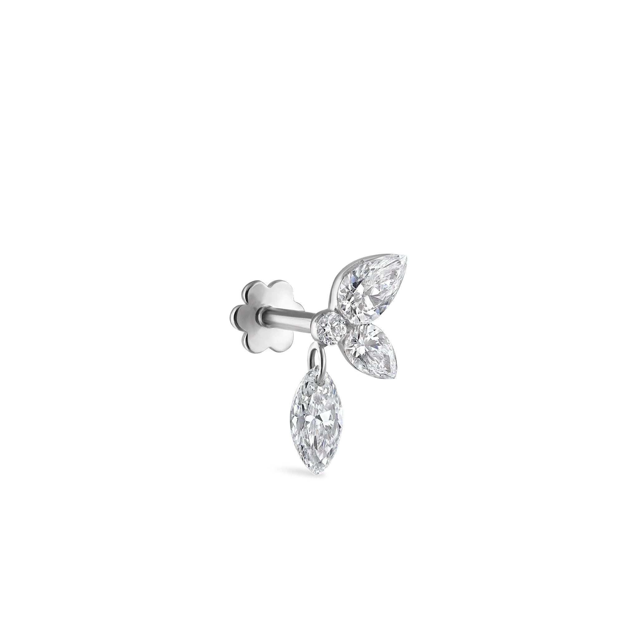 Marquise Pear Diamond Echo Threaded Stud Earring - Image 28