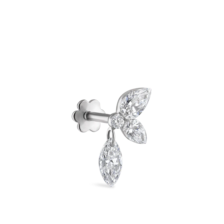 Marquise Pear Diamond Echo Threaded Stud Earring - Image 3