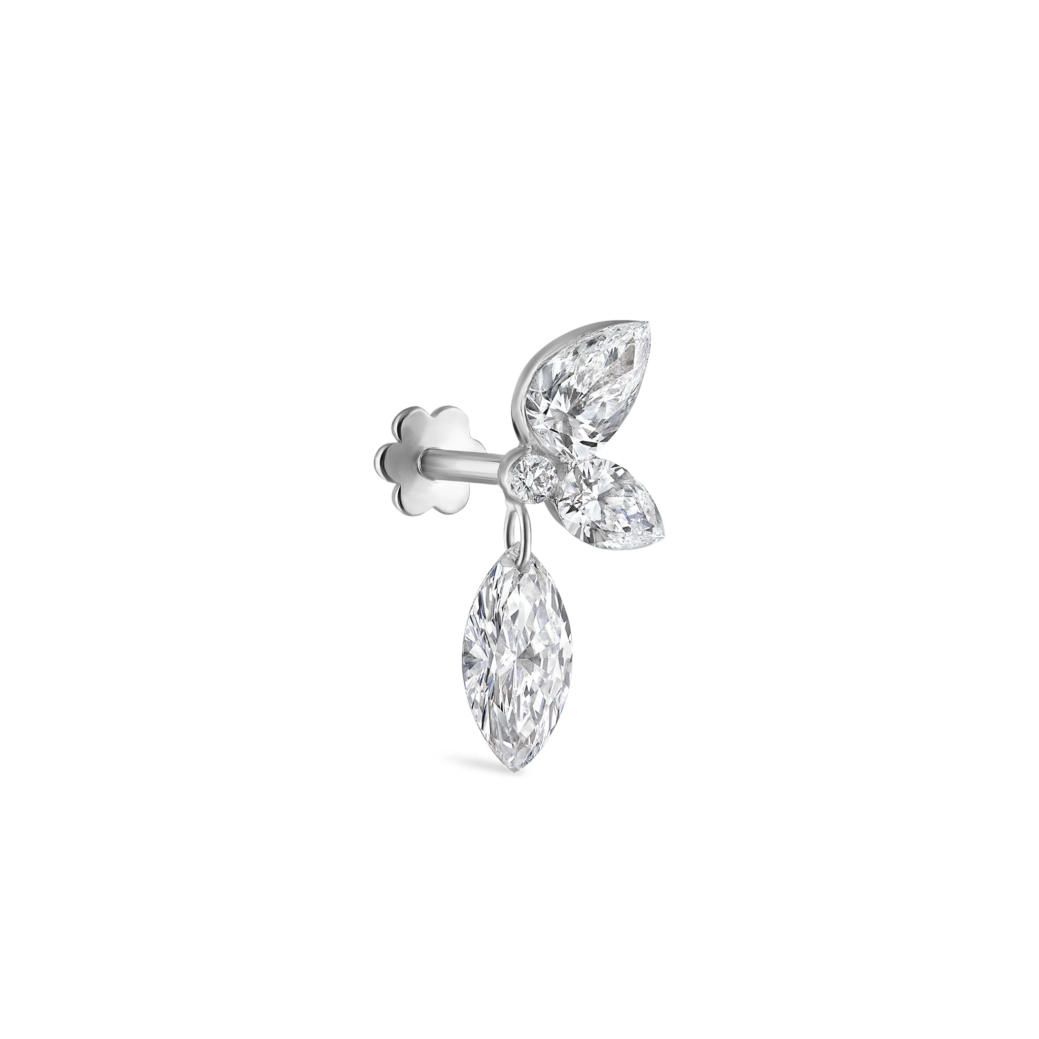 Marquise Pear Diamond Echo Threaded Stud Earring - Image 30