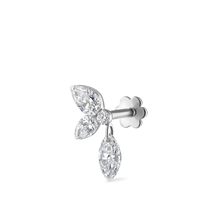 Marquise Pear Diamond Echo Threaded Stud Earring - Image 8