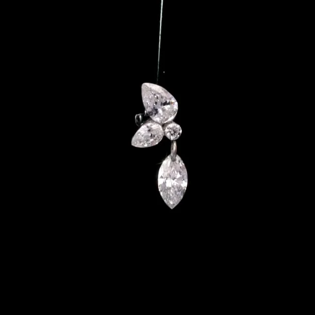 Marquise Pear Diamond Echo Threaded Stud Earring With Titanium Backing - Image 10