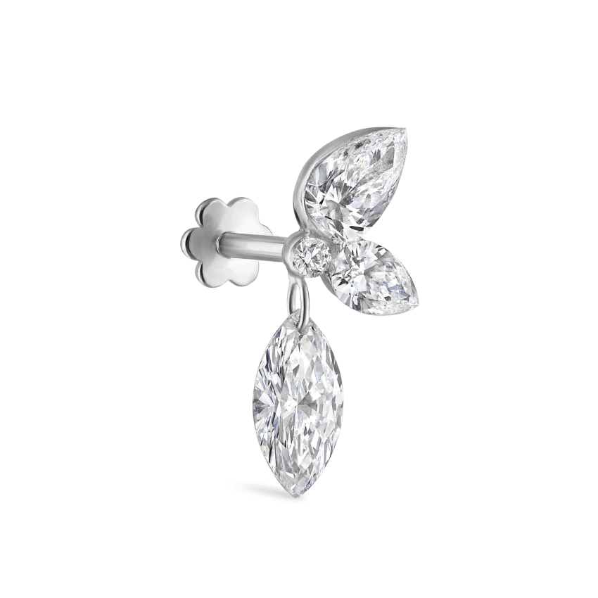 Marquise Pear Diamond Echo Threaded Stud Earring With Titanium Backing - Image 12