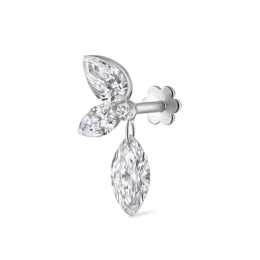 Marquise Pear Diamond Echo Threaded Stud Earring With Titanium Backing - Image 18