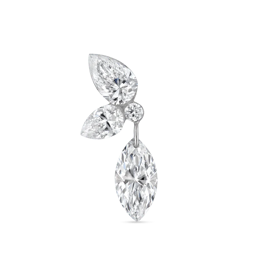 Marquise Pear Diamond Echo Threaded Stud Earring With Titanium Backing - Image 19