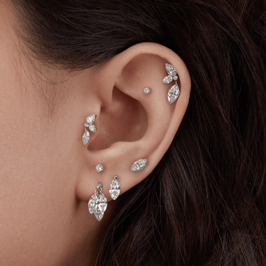 Marquise Pear Diamond Echo Threaded Stud Earring With Titanium Backing - Image 21