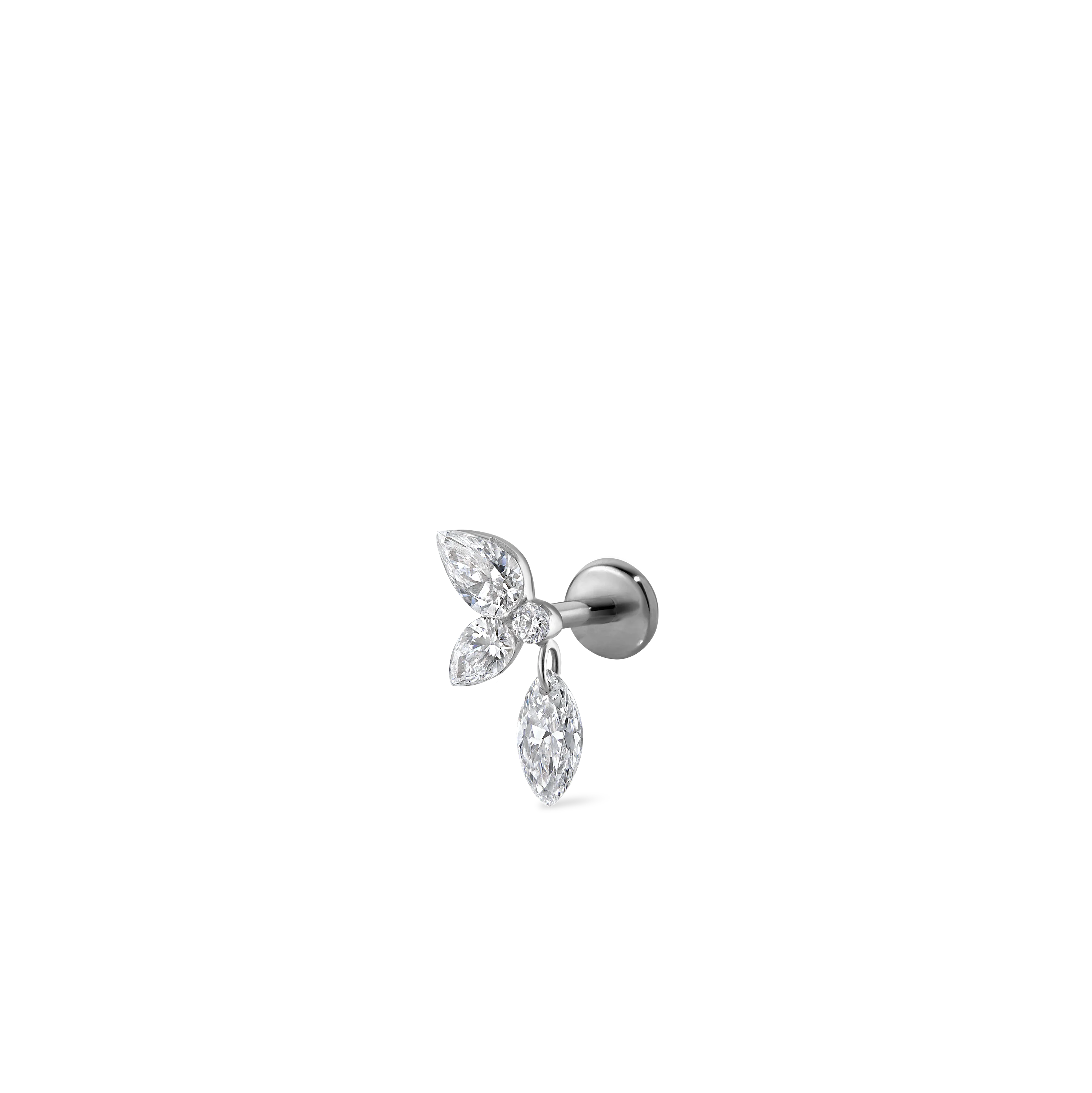 Marquise Pear Diamond Echo Threaded Stud Earring With Titanium Backing - Image 24