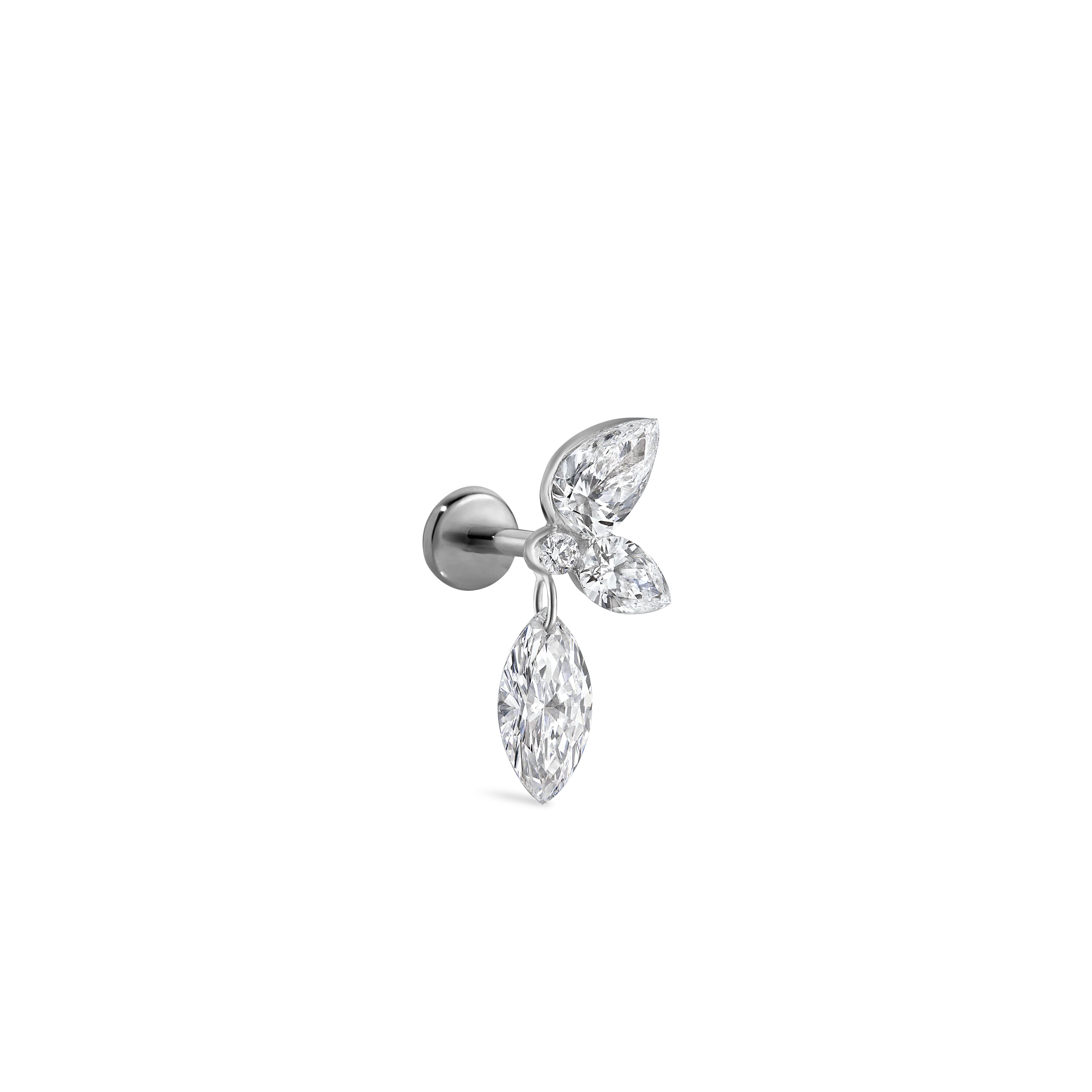 Marquise Pear Diamond Echo Threaded Stud Earring With Titanium Backing - Image 25