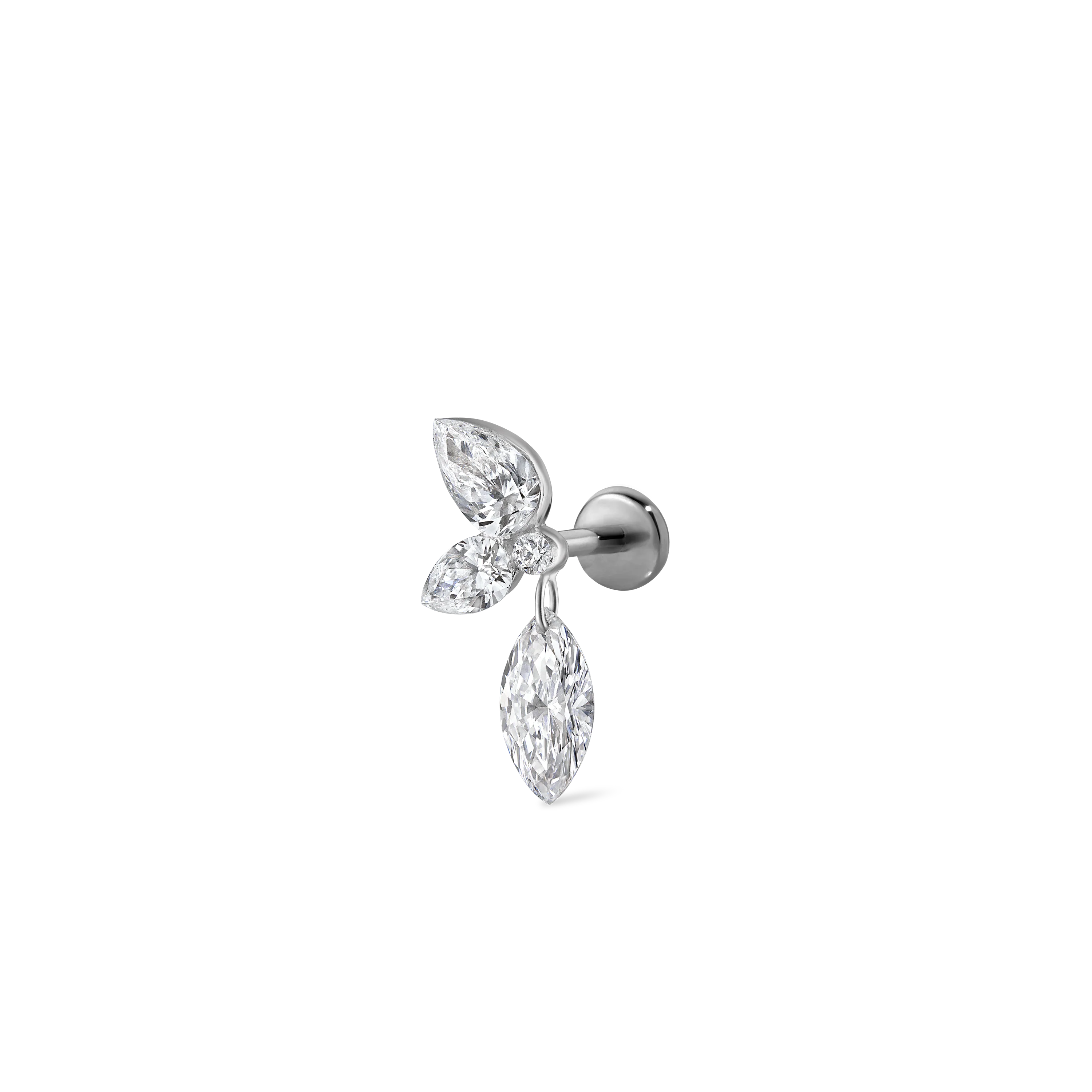 Marquise Pear Diamond Echo Threaded Stud Earring With Titanium Backing - Image 26