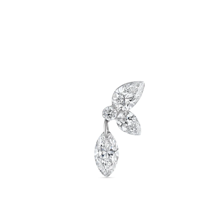 Marquise Pear Diamond Echo Threaded Stud Earring With Titanium Backing - Image 3