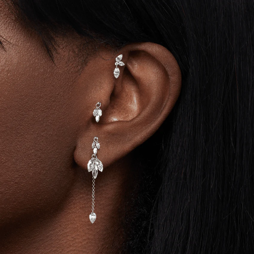 Marquise Pear Diamond Echo Threaded Stud Earring With Titanium Backing - Image 5