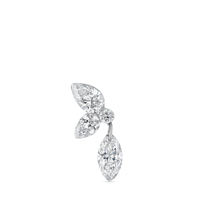 Marquise Pear Diamond Echo Threaded Stud Earring With Titanium Backing - Image 9