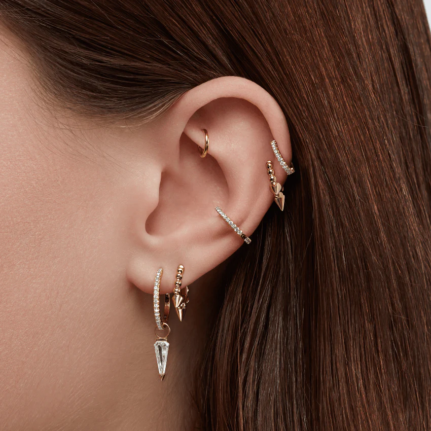 Granulated Triple Short Spike Tash Cuff Earring - Image 21
