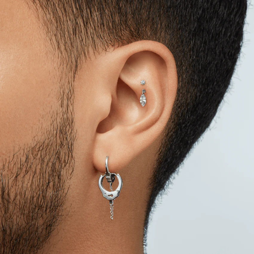 Handcuff Hoop Earring with Medium Chain - Image 12