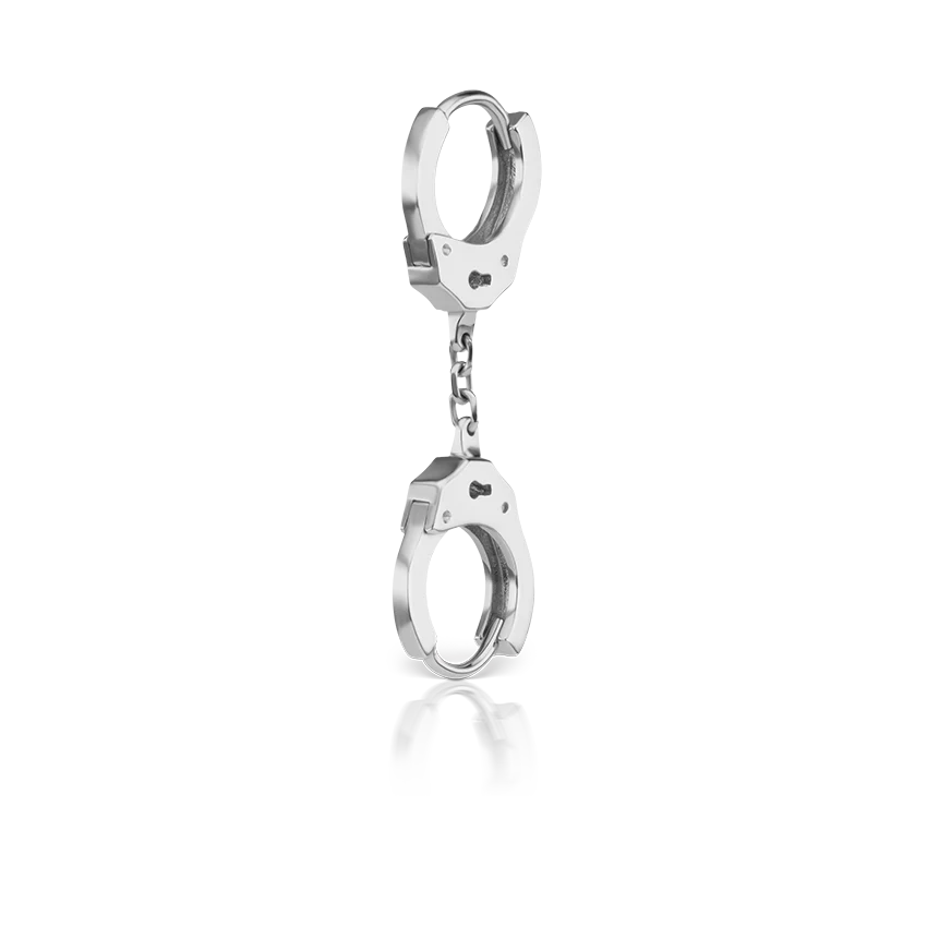 Handcuff Hoop Earring with Short Chain - Image 2