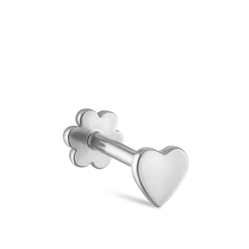 Heart Threaded Stud Earring With Titanium Backing