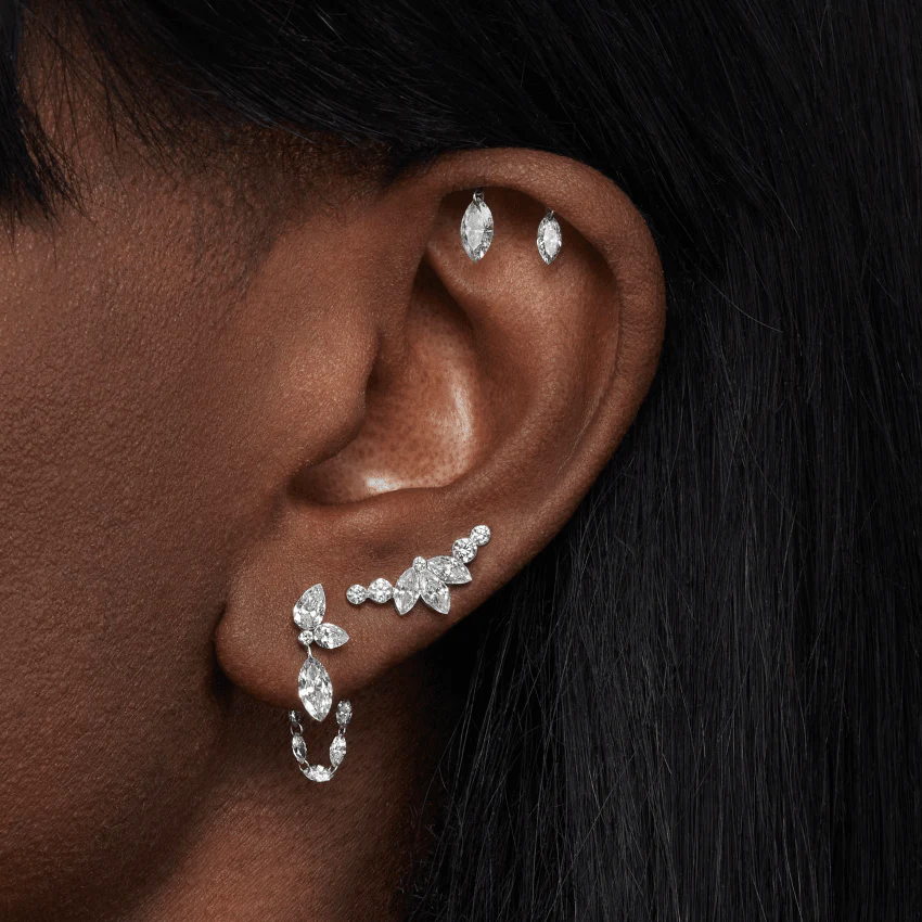 Invisible Diamond Lotus Open Garland Ear Climber - Image 10