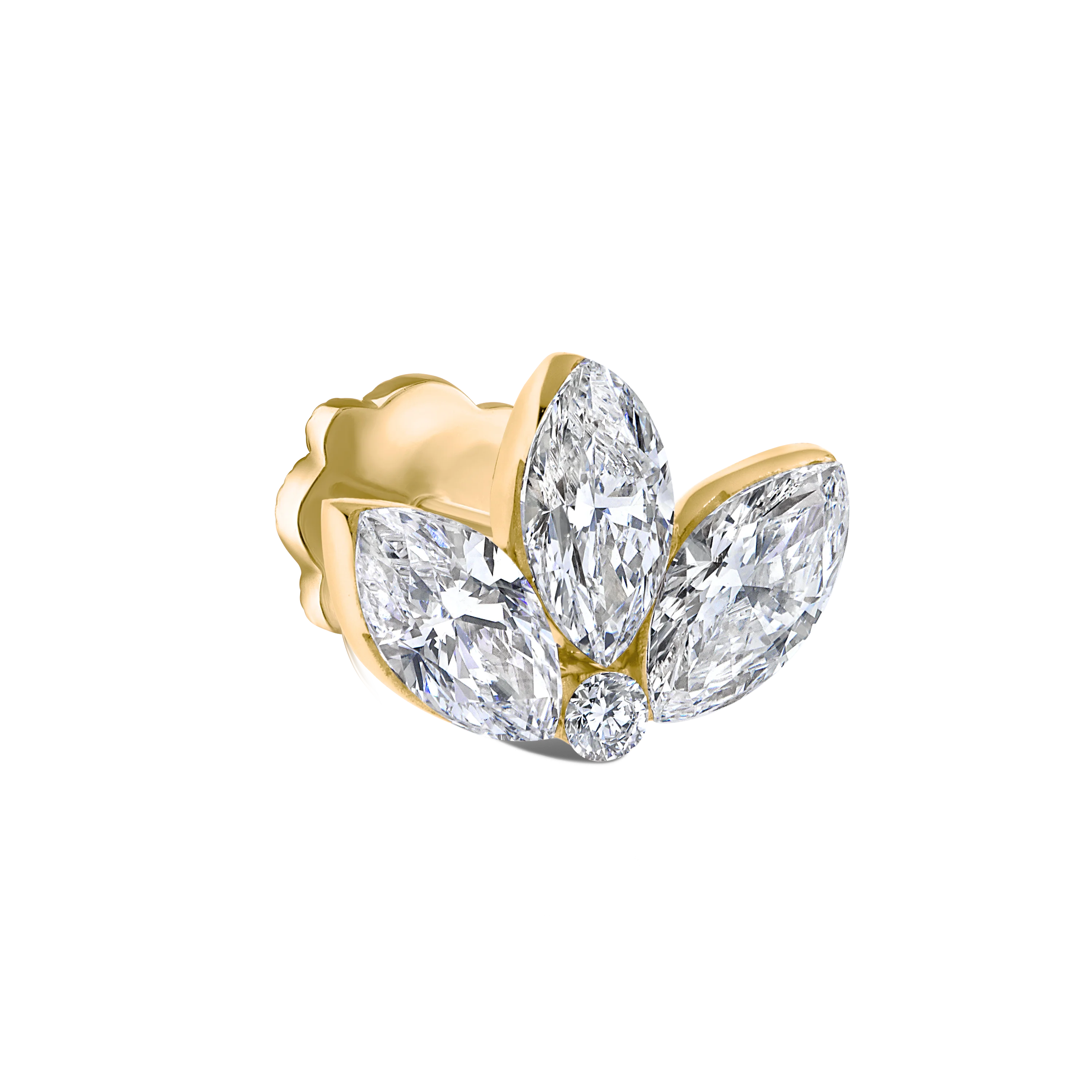 Invisible Diamond Lotus Threaded Stud Earring