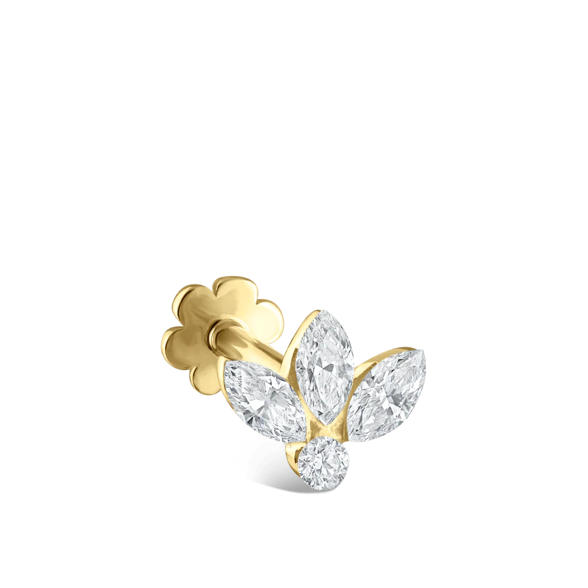 Invisible Diamond Lotus Threaded Stud Earring With Titanium Backing - Image 17