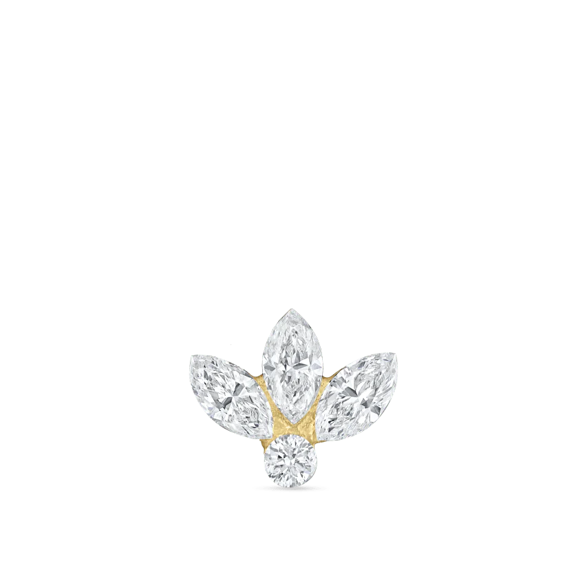 Invisible Diamond Lotus Threaded Stud Earring With Titanium Backing - Image 18