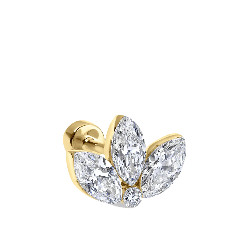 Invisible Diamond Lotus Threaded Stud Earring With Titanium Backing - Image 24