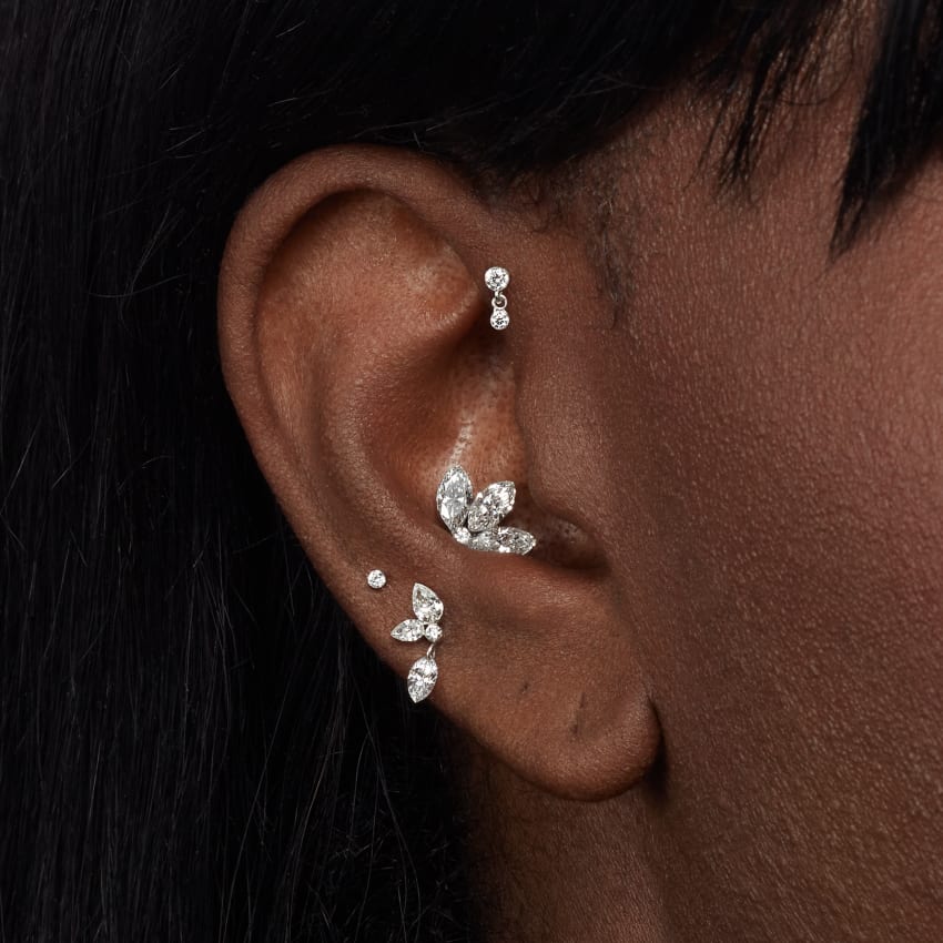 Invisible Diamond Lotus Threaded Stud Earring With Titanium Backing - Image 28