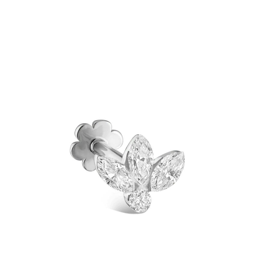 Invisible Diamond Lotus Threaded Stud Earring With Titanium Backing - Image 3