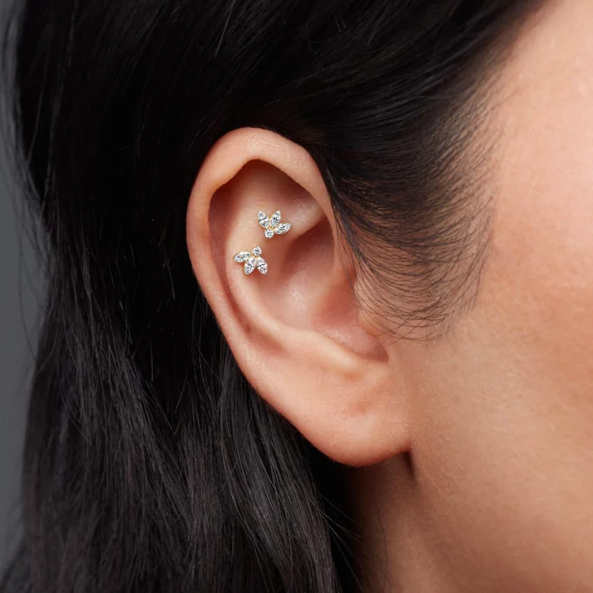 Invisible Diamond Lotus Threaded Stud Earring With Titanium Backing - Image 33