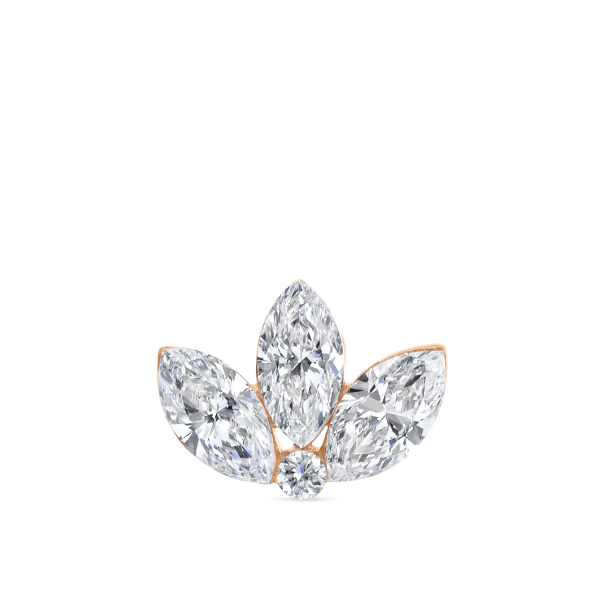 Invisible Diamond Lotus Threaded Stud Earring With Titanium Backing - Image 40