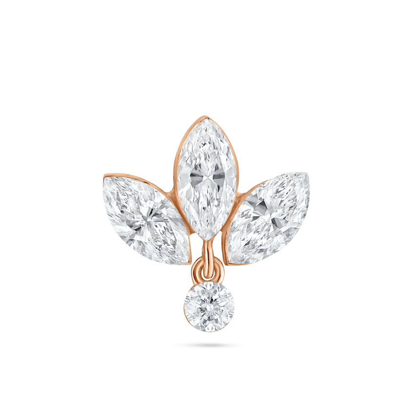 Invisible Diamond Lotus with Dangle Threaded Stud Earring With Titanium Backing - Image 12