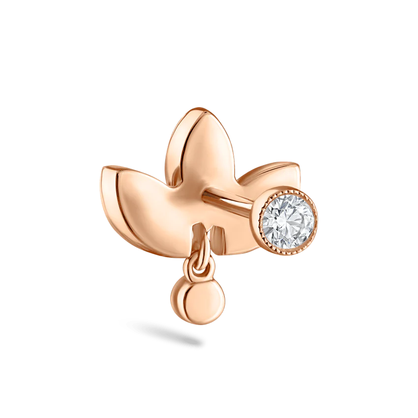 Invisible Diamond Lotus with Dangle Threaded Stud Earring With Titanium Backing - Image 13