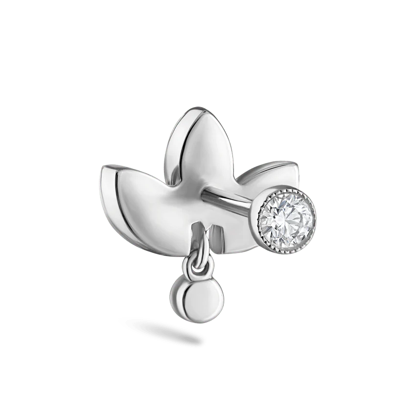 Invisible Diamond Lotus with Dangle Threaded Stud Earring With Titanium Backing - Image 5