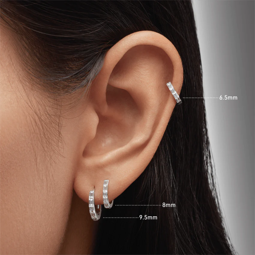 Invisible Set Baguette Diamond Eternity Hoop Earring - Image 10