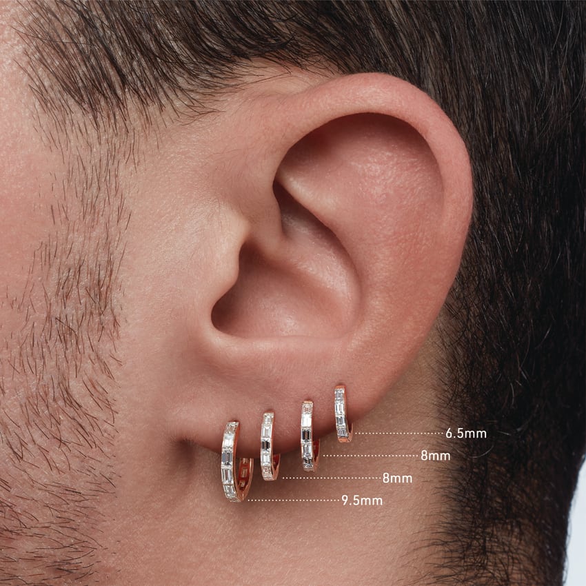 Invisible Set Baguette Diamond Eternity Hoop Earring - Image 17