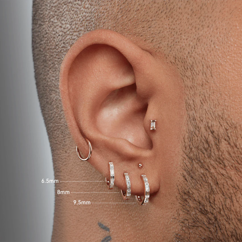 Invisible Set Baguette Diamond Eternity Hoop Earring - Image 46